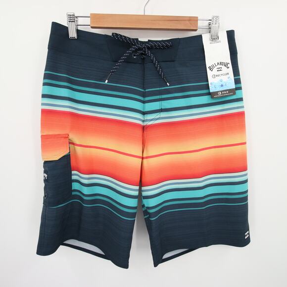 Billabong Swim Trunks Recycler Pro Performance Striped Board Shorts Size 30 NWT - Picture 2 of 13